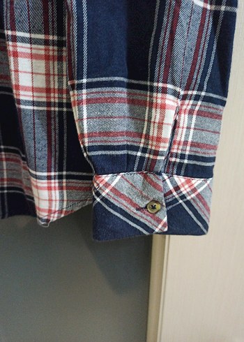 Kadın Mavi Gri Kareli Uzun Kollu Gömlek - Görsel 2