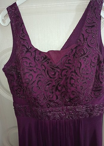 Mor Drapeli Uzun Abiye Elbise - Görsel 3