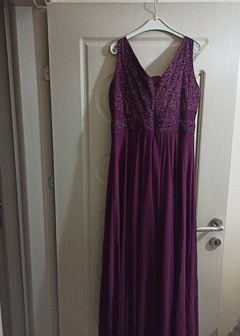 Mor Drapeli Uzun Abiye Elbise - Görsel 2