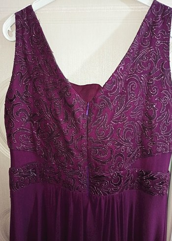 Mor Drapeli Uzun Abiye Elbise - Görsel 5