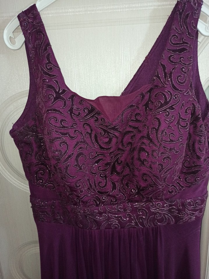 Mor Drapeli Uzun Abiye Elbise - Görsel 3