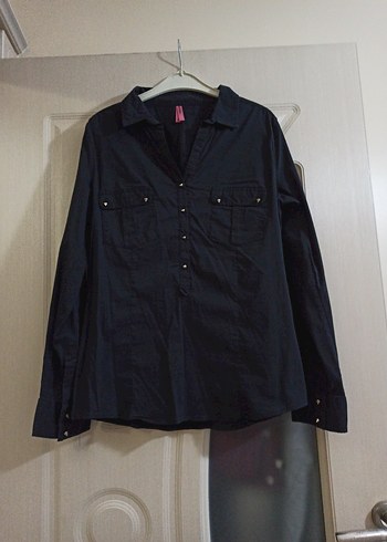 Siyah Kadın Denim Gömlek Uzun Kollu - Görsel 5