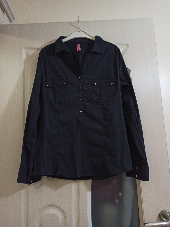 Siyah Kadın Denim Gömlek Uzun Kollu - Görsel 5