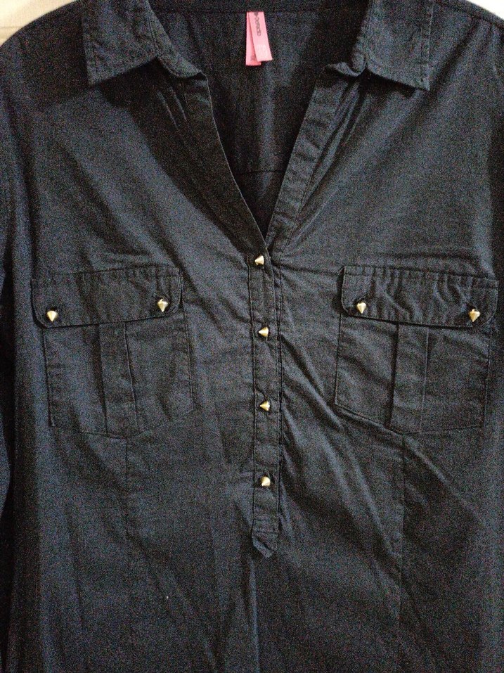 Siyah Kadın Denim Gömlek Uzun Kollu - Görsel 2