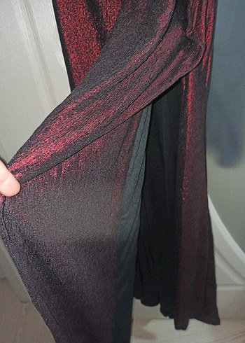 Bordo Drapeli Uzun Abiye Elbise - Görsel 5