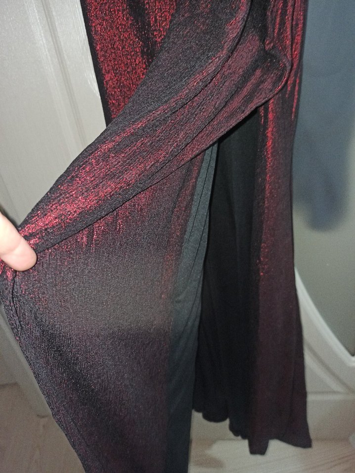 Bordo Drapeli Uzun Abiye Elbise - Görsel 5