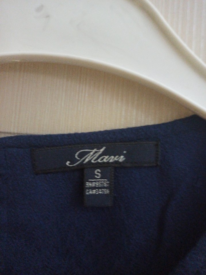 Nakışlı Bohem Kadın Bluz, Koyu Mavi, Kısa Kollu - Görsel 4