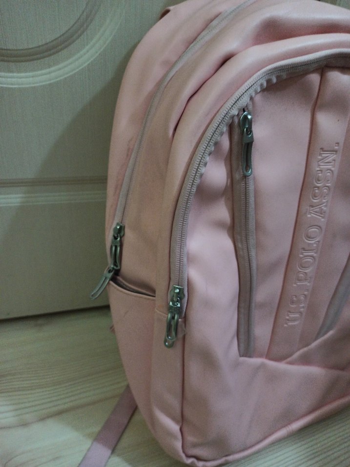 Pembe Deri Kadın Sırt Çantası - Görsel 3