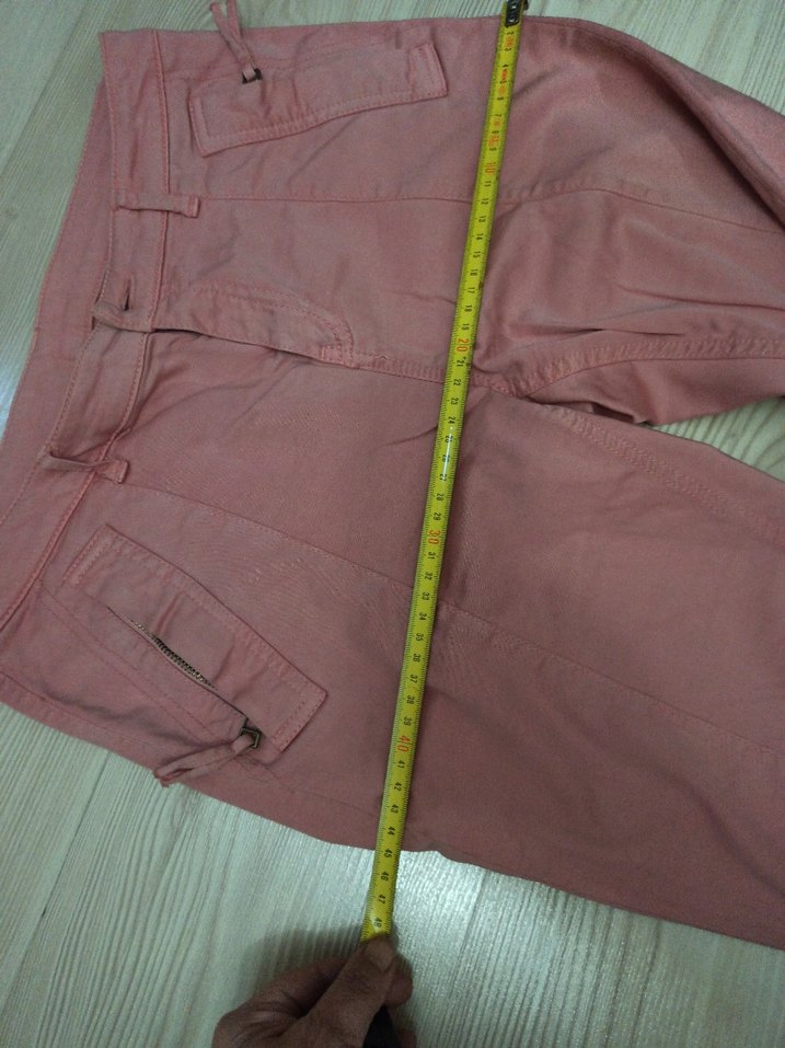 Pembe Pamuklu Bol Kesim Kemerli Kadın Pantolon - Görsel 4