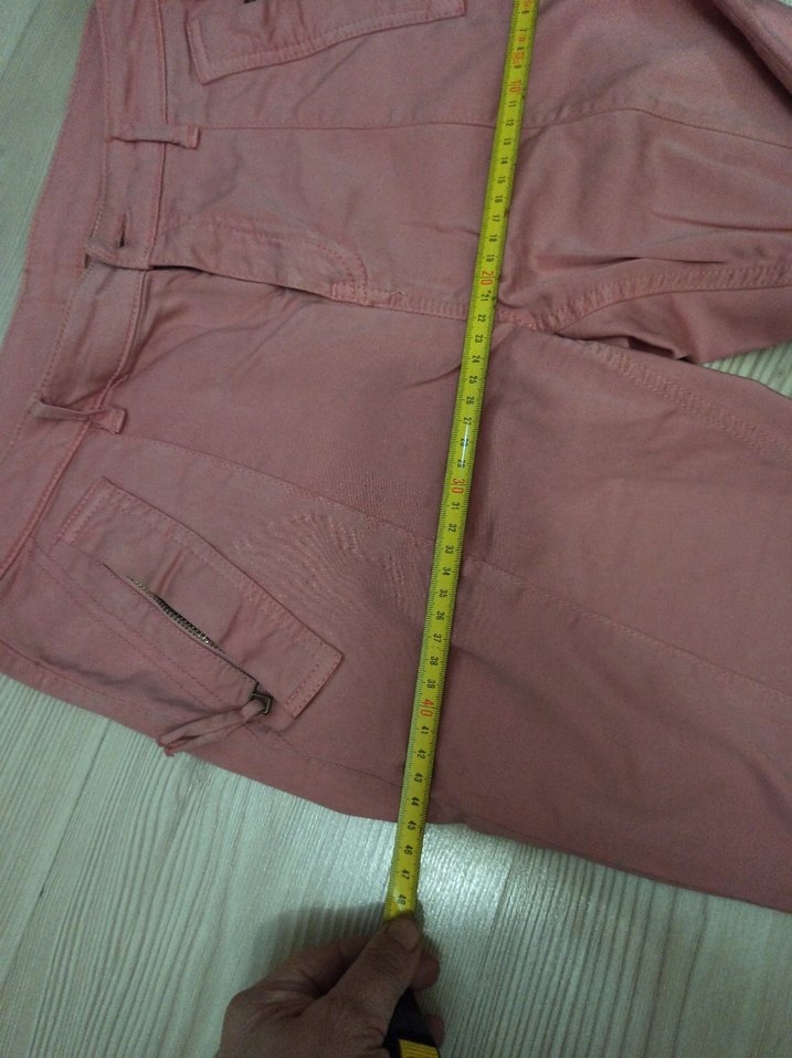 Pembe Pamuklu Bol Kesim Kemerli Kadın Pantolon - Görsel 5