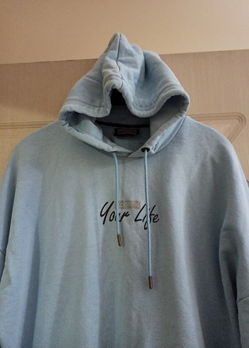 Mavi Kapüşonlu Uzun Kollu Sweatshirt - Görsel 2