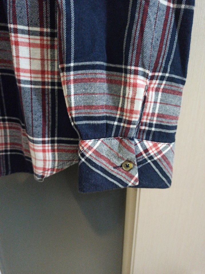 Kadın Mavi Gri Kareli Pamuklu Gömlek - Görsel 3