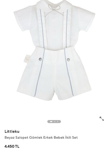 Düğmeli Beyaz Erkek Bebek Klasik Takım - Görsel 3