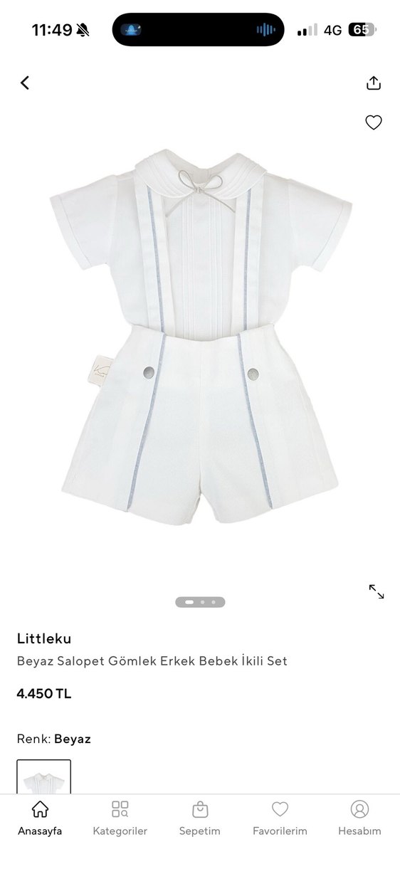 Düğmeli Beyaz Erkek Bebek Klasik Takım - Görsel 3