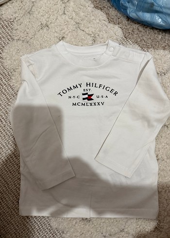 Tommy Hilfiger Erkek Çocuk Beyaz Uzun Kollu Tişört