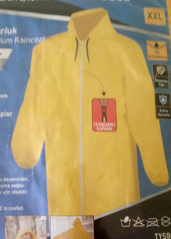 Tyson Sarı Kapüşonlu Erkek Yağmurluk XXL - Görsel 5
