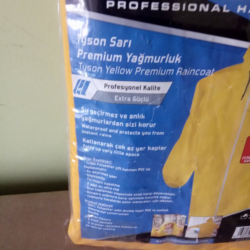 Tyson Sarı Kapüşonlu Erkek Yağmurluk XXL - Görsel 3