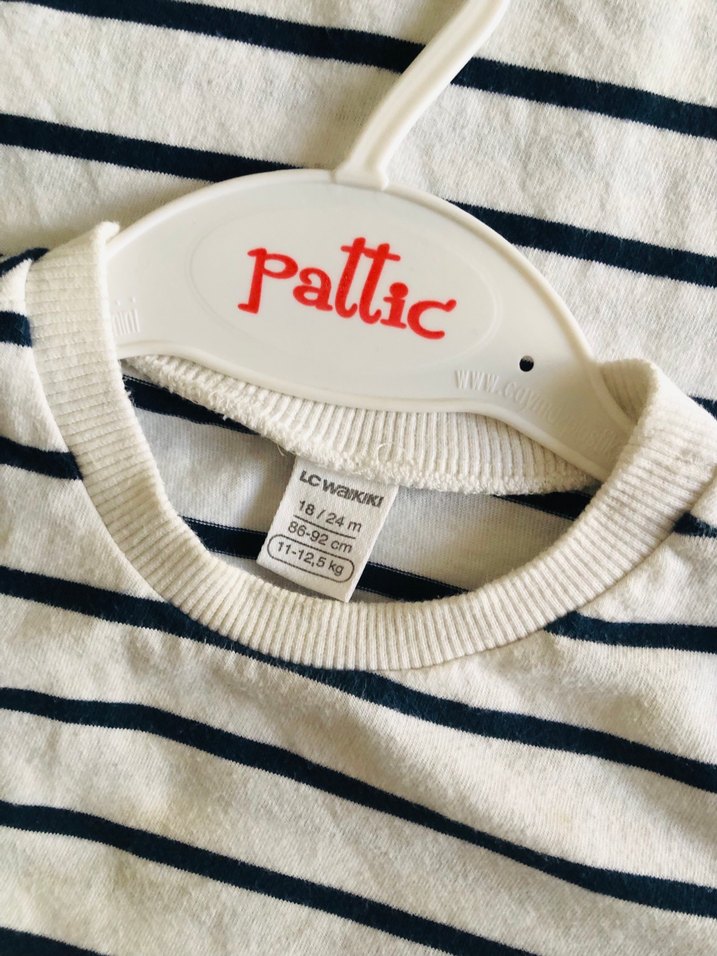 Çizgili Beyaz Gri Çocuk İçlik - Görsel 2