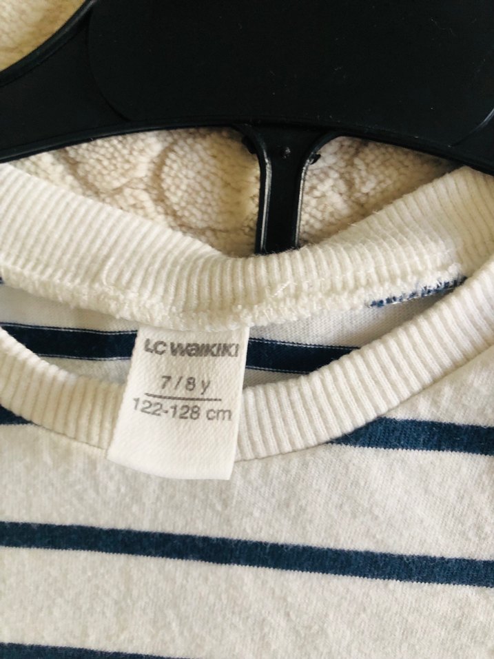 Çizgili Beyaz Gri Çocuk İçlik - Görsel 3