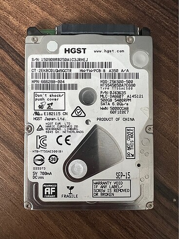 HGST 500 GB LAPTOP HARDDISK