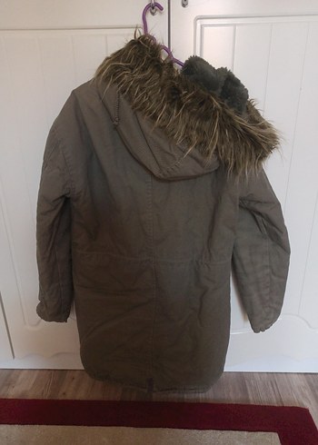 yeşil renk Midi Kadın Ceket Kürklü Yakalı - Görsel 2