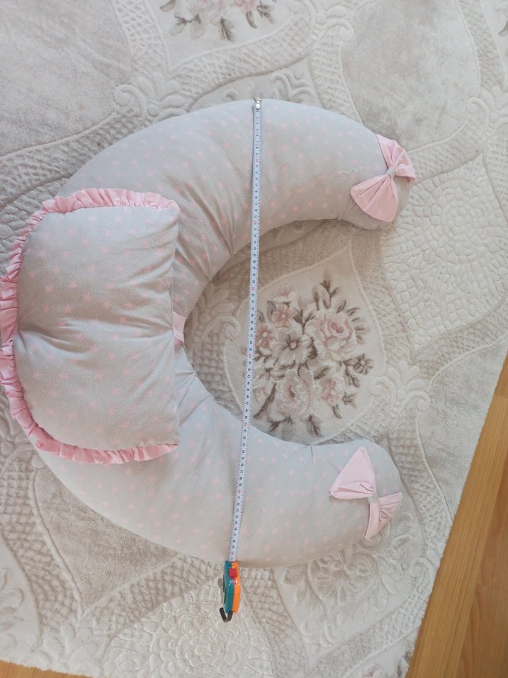 Nakışlı Gri Emzirme ve Hamilelik Yastığı - Görsel 2