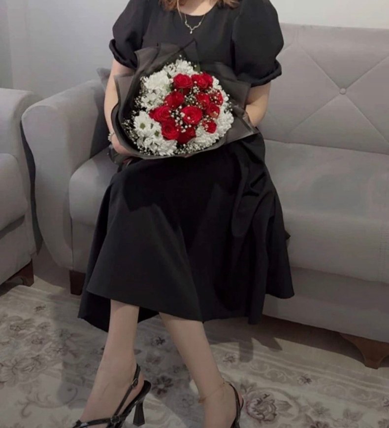 Siyah Kadın Midi Goth Elbise - Görsel 2