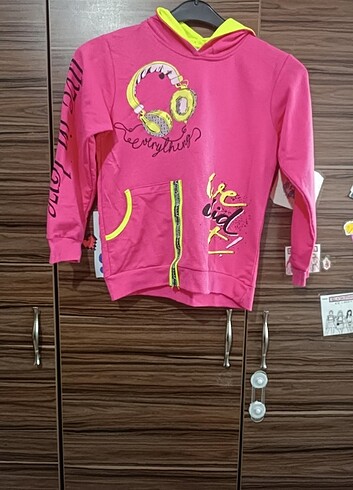 7 Yaş Beden pembe Renk Kız çocuk sweatshirt 
