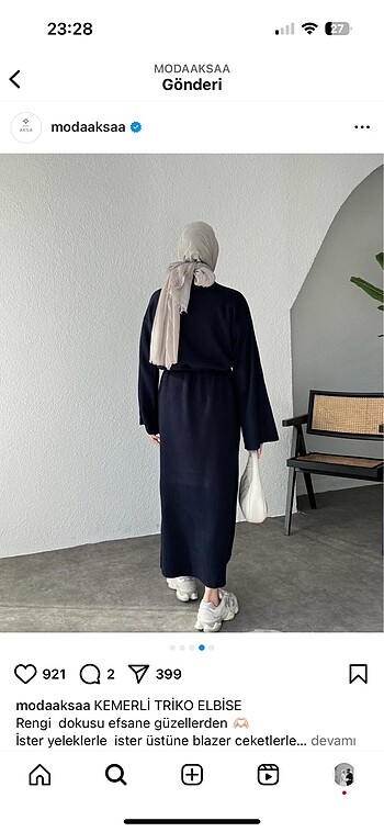 m Beden lacivert Renk Modaaksa kemerli triko elbise