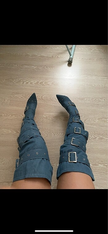 Topuklu denim çizme