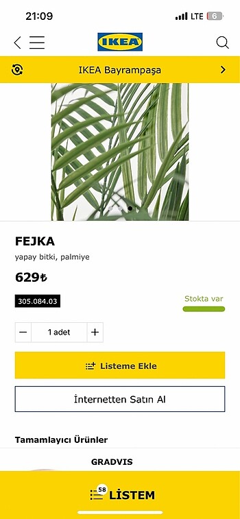  Beden Ikea fejka palmiye yapay bitki