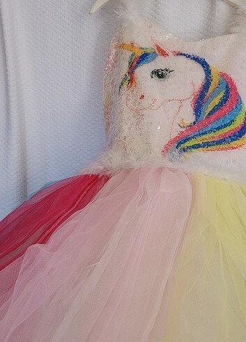 Diğer Unicorn tarlatanlı kabarık model elbise kostüm