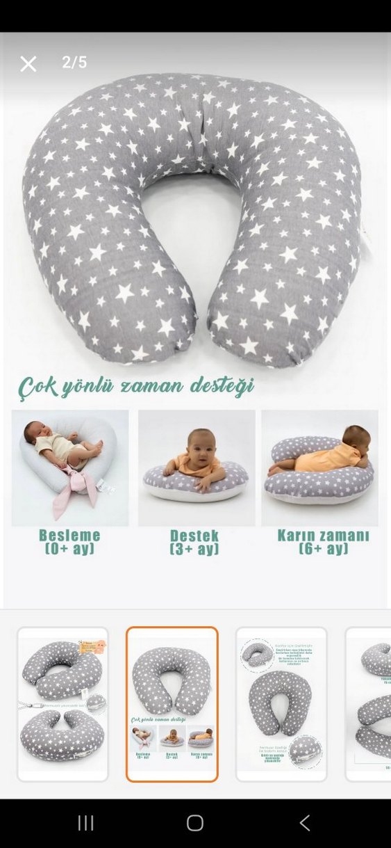 Gri Yıldız Desenli Emzirme ve Hamilelik Yastığı - Görsel 2