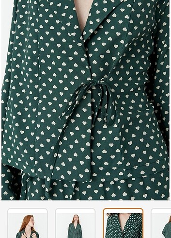 42 Beden yeşil Renk Kruvaze yaka pijama