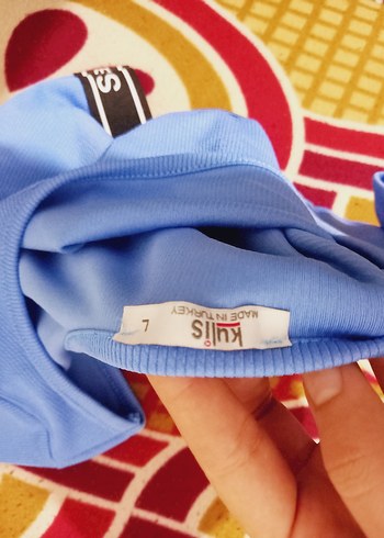 Mavi Spor Crop Top Elastik Bel Bantlı - Görsel 2