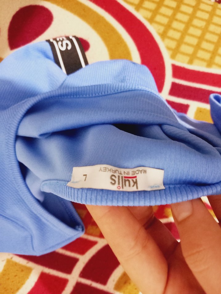 Mavi Spor Crop Top Elastik Bel Bantlı - Görsel 2