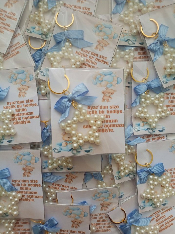 Kurdeleli İncili Yıldız Anahtarlık - Görsel 2