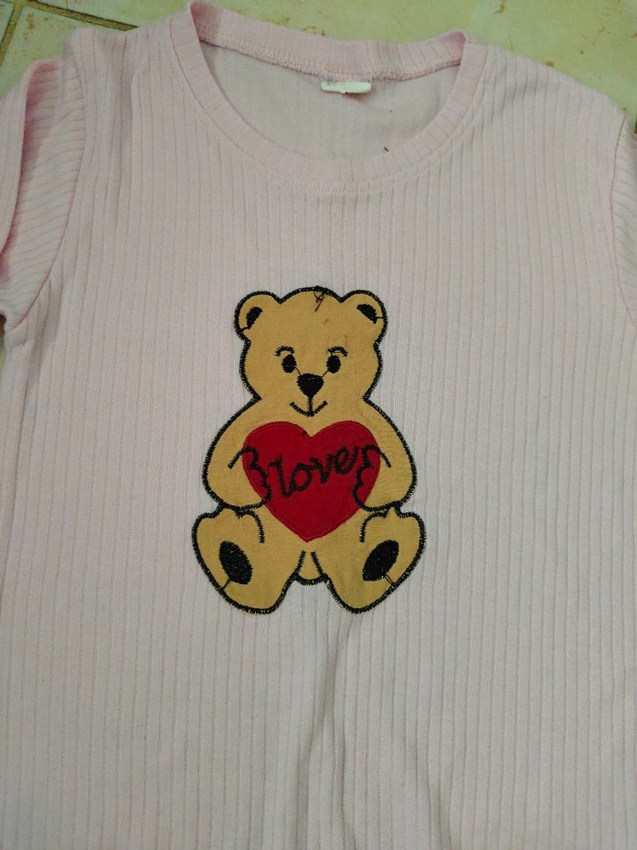 Kız Çocuk Pembe Ayıcık Baskılı Sweatshirt - Görsel 3