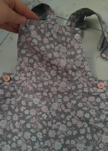 Gri Çiçekli Kız Çocuk Askılı Tulum - Görsel 4