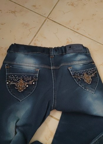 Koyu Mavi kız çocuk  Regular Fit Midi Kot Pantolon - Görsel 5