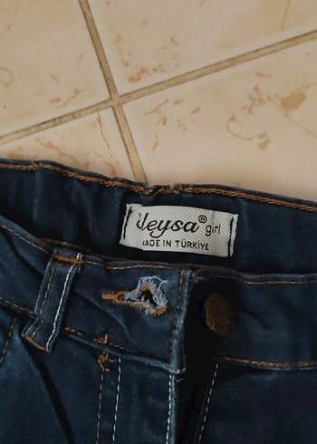 Koyu Mavi kız çocuk  Regular Fit Midi Kot Pantolon - Görsel 3