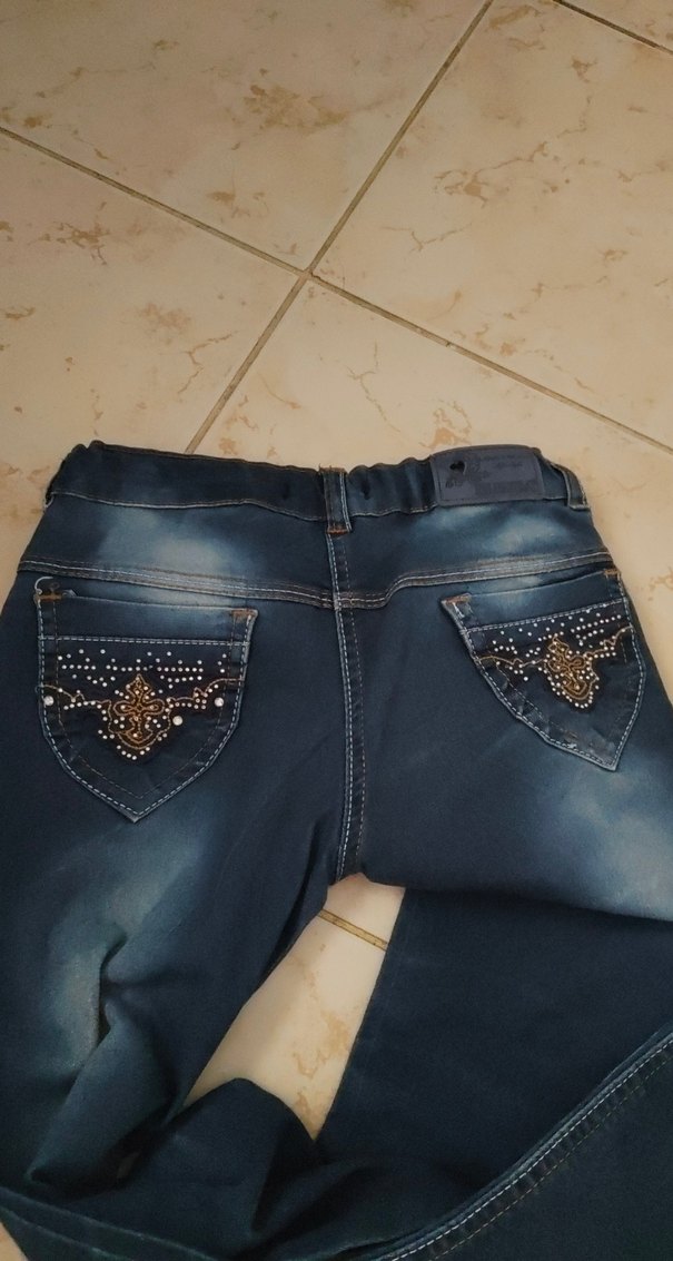 Koyu Mavi kız çocuk  Regular Fit Midi Kot Pantolon - Görsel 5