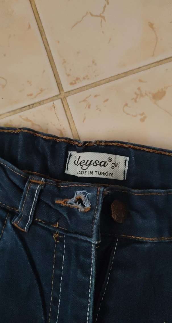 Koyu Mavi kız çocuk  Regular Fit Midi Kot Pantolon - Görsel 3