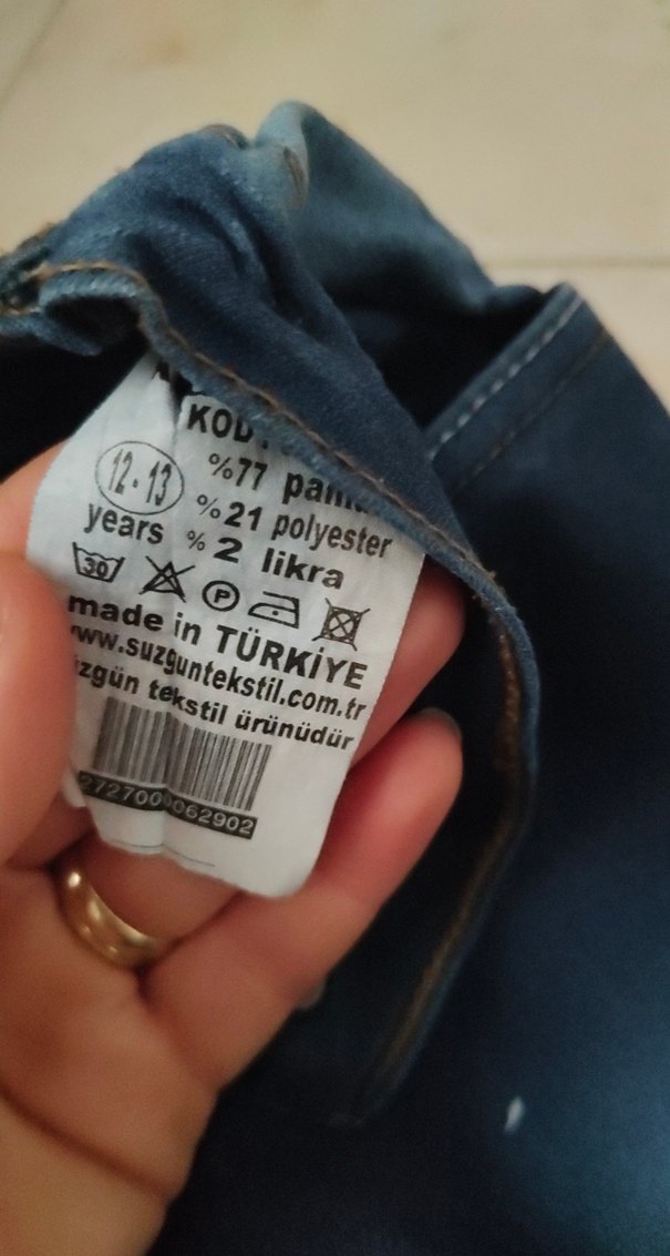 Koyu Mavi kız çocuk  Regular Fit Midi Kot Pantolon - Görsel 4