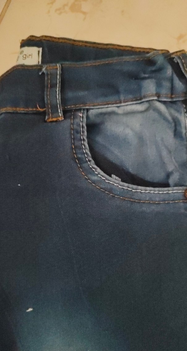 Koyu Mavi kız çocuk  Regular Fit Midi Kot Pantolon - Görsel 2