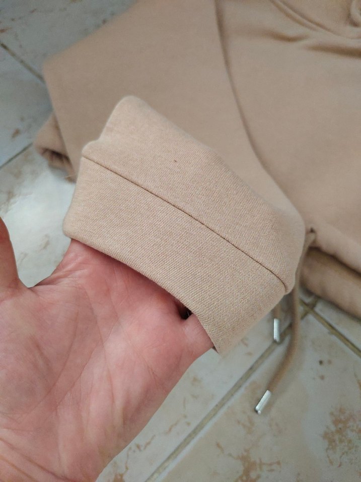 Bej Kapüşonlu Rahat Kesim Sweatshirt - Görsel 4