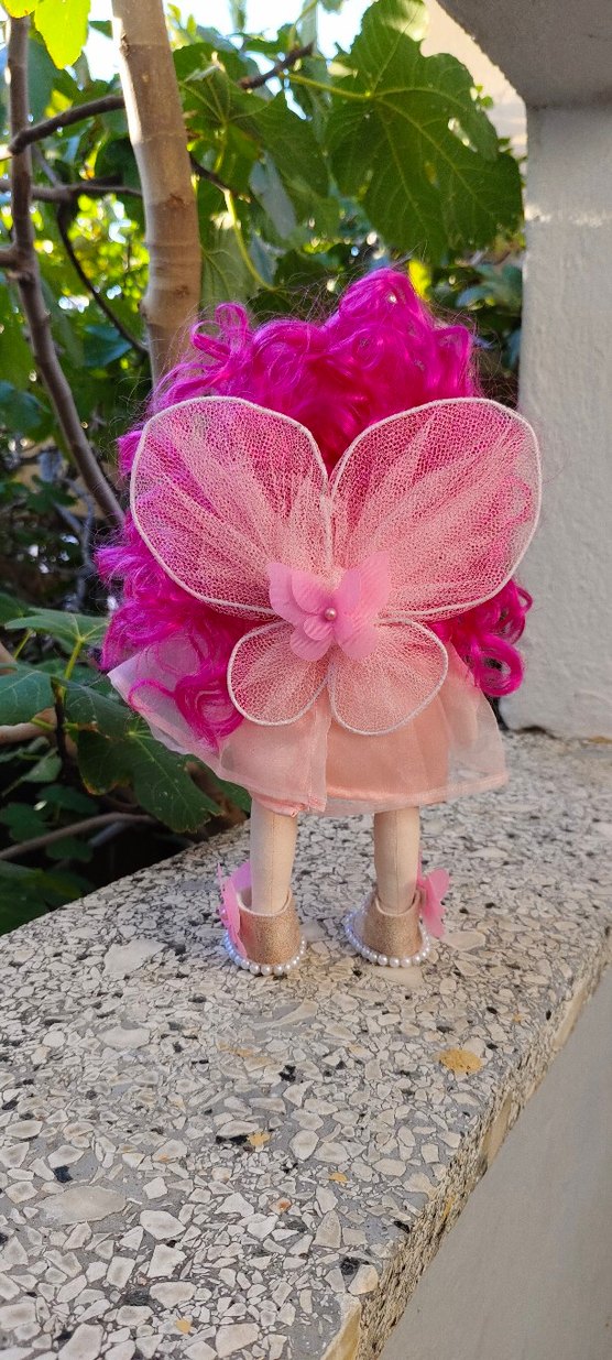 Pembe Saçlı Kelebek Detaylı Bebek - Görsel 5