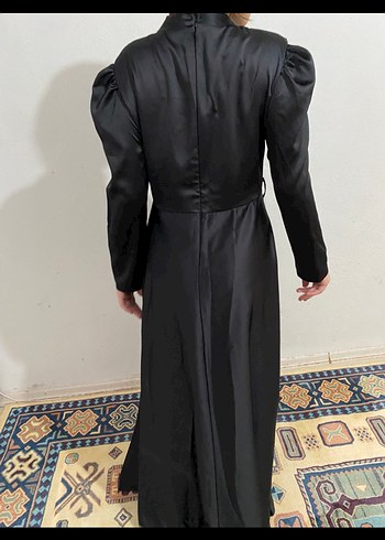 Abiye Siyah Uzun Drapeli Gotik Kadın Elbise