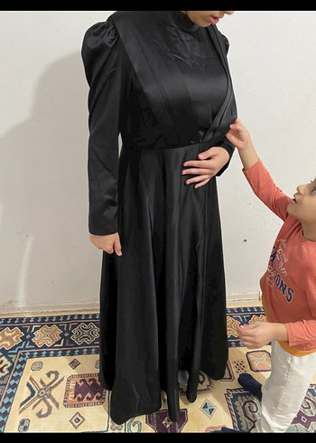 44 Beden siyah Renk Siyah Uzun Drapeli Gotik Kadın Elbise