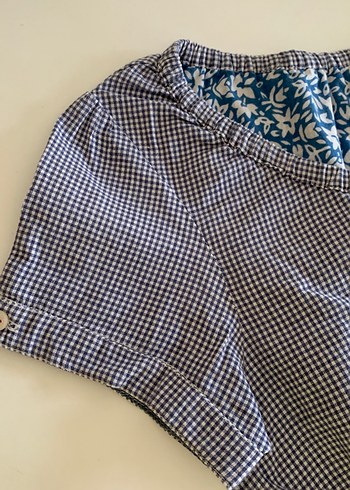 s Beden Düğmeli Bohem Kısa Kollu Mini Bluz